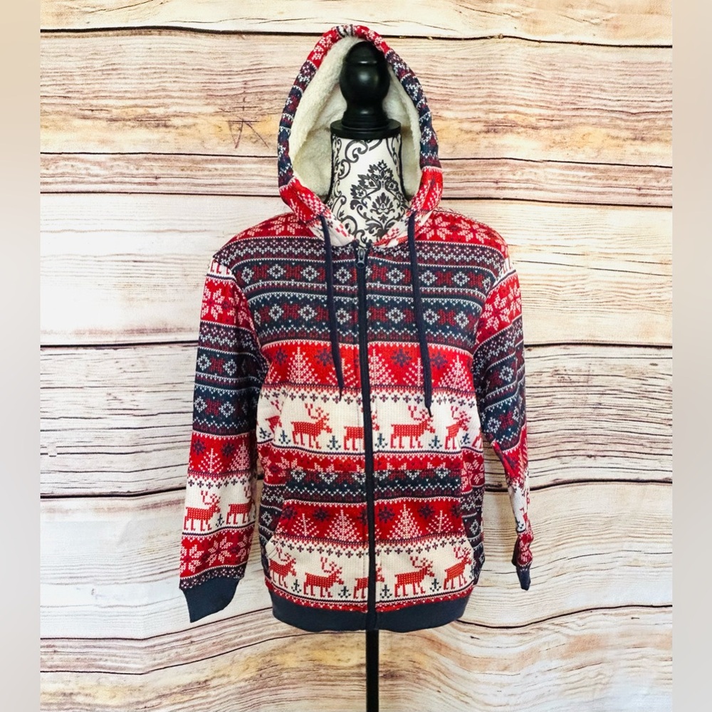 Faze 1 Young Mens Colorful Full Sherpa Lined Full Zip Hooded Jacket Sweatshirt M
